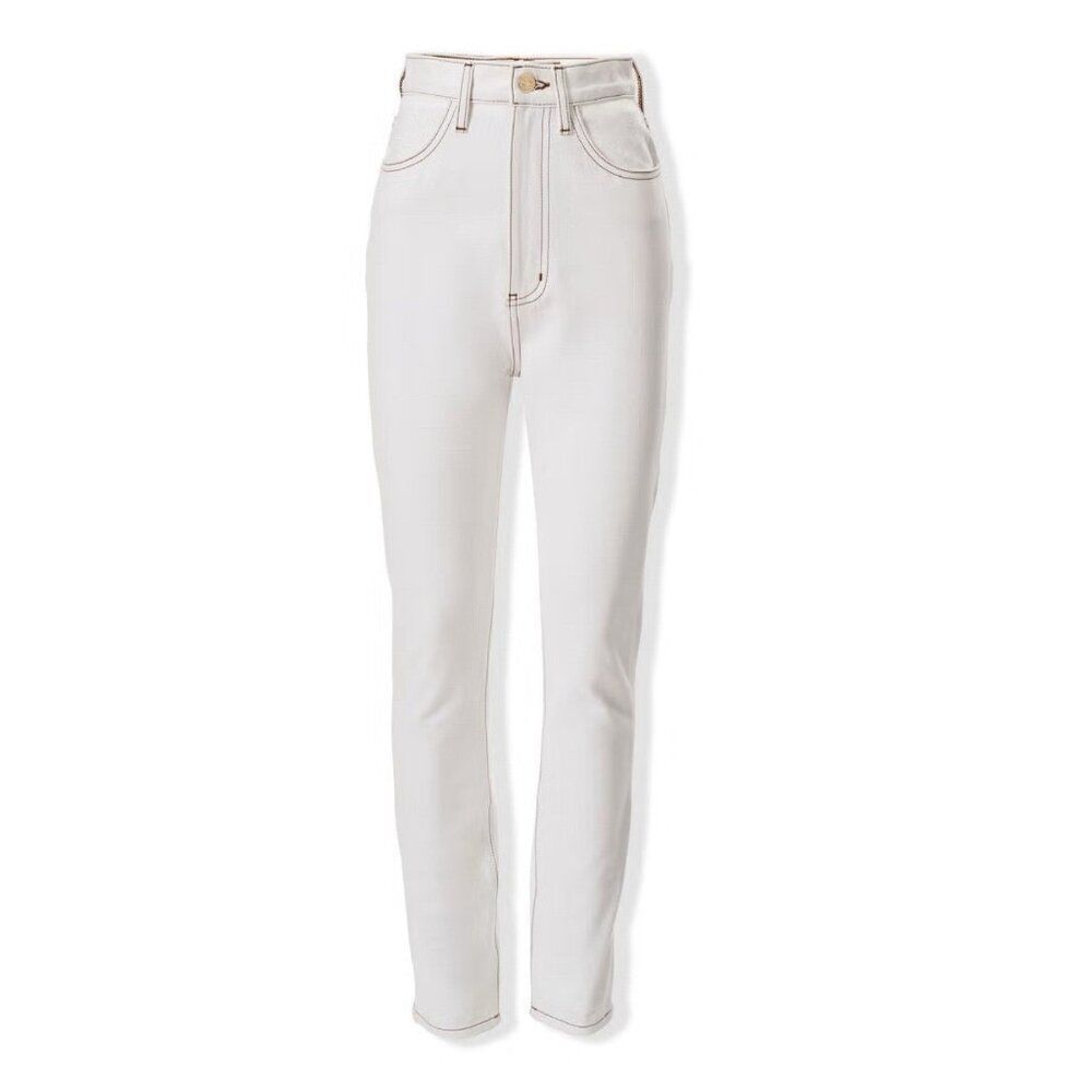 Carolina Herrera X Frame White The Taper High Rise Skinny Jeans Denim 25 $748